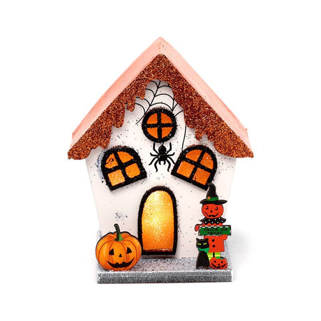 Spooky Spider Pumpkin House LED Halloween Decoration with Glitter and Lights - SHAMTAM.COM