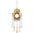 Elegant Hamsa Hand Mirror Wind Chime with 5 Brass Bells - Handcrafted Indian Decor for Peace and Protection - SHAMTAM.COM