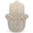 Mango Wood Hamsa Wall Plaque - Whitewash - SHAMTAM.COM