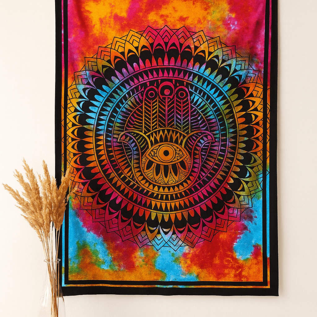 Hamsa Single Cotton Bedspread and Wall Hanging - SHAMTAM.COM