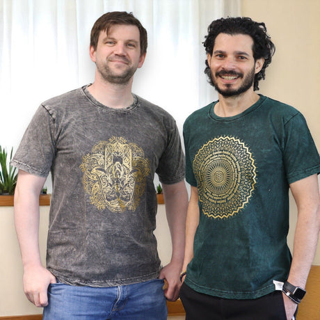 Medium Stone Washed T-Shirt - Hamsa - Dark Grey - SHAMTAM.COM