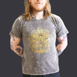 Large Stone Washed T-Shirt - Hamsa - Dark Grey - SHAMTAM.COM