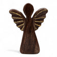 Hand - Carved Mango Wood Angel Figurine, Gold Wings 19cm - SHAMTAM.COM