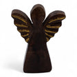 Hand - Carved Mango Wood Angel Figurine with Gold Wings - SHAMTAM.COM