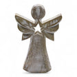 Hand - Carved Whitewashed Mango Wood Angel Figurine, Star Cutout - SHAMTAM.COM