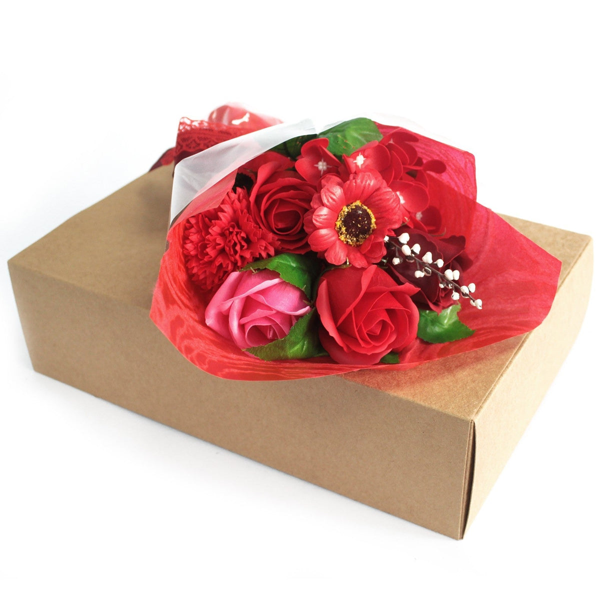 Red Boxed Hand Soap Flower Bouquet - Special - SHAMTAM.COM
