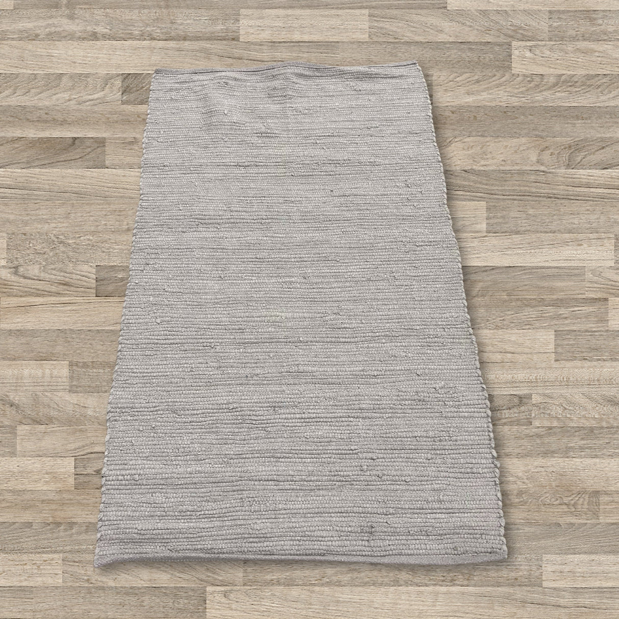 Minimalist Grey Handloom Cotton Rug - Small Indian Woven Floor Mat for Modern Interiors - SHAMTAM.COM