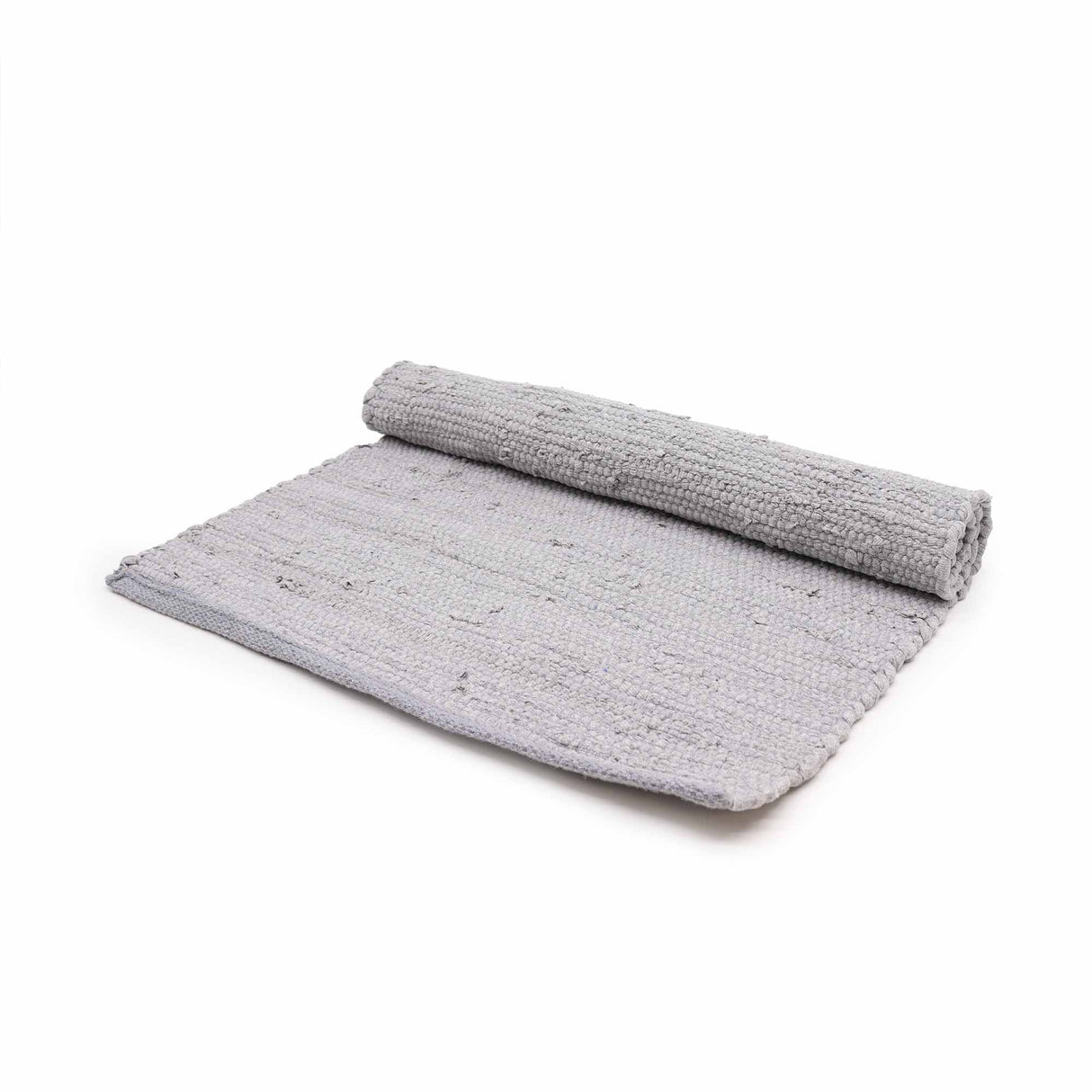 Minimalist Grey Handloom Cotton Rug - Small Indian Woven Floor Mat for Modern Interiors - SHAMTAM.COM