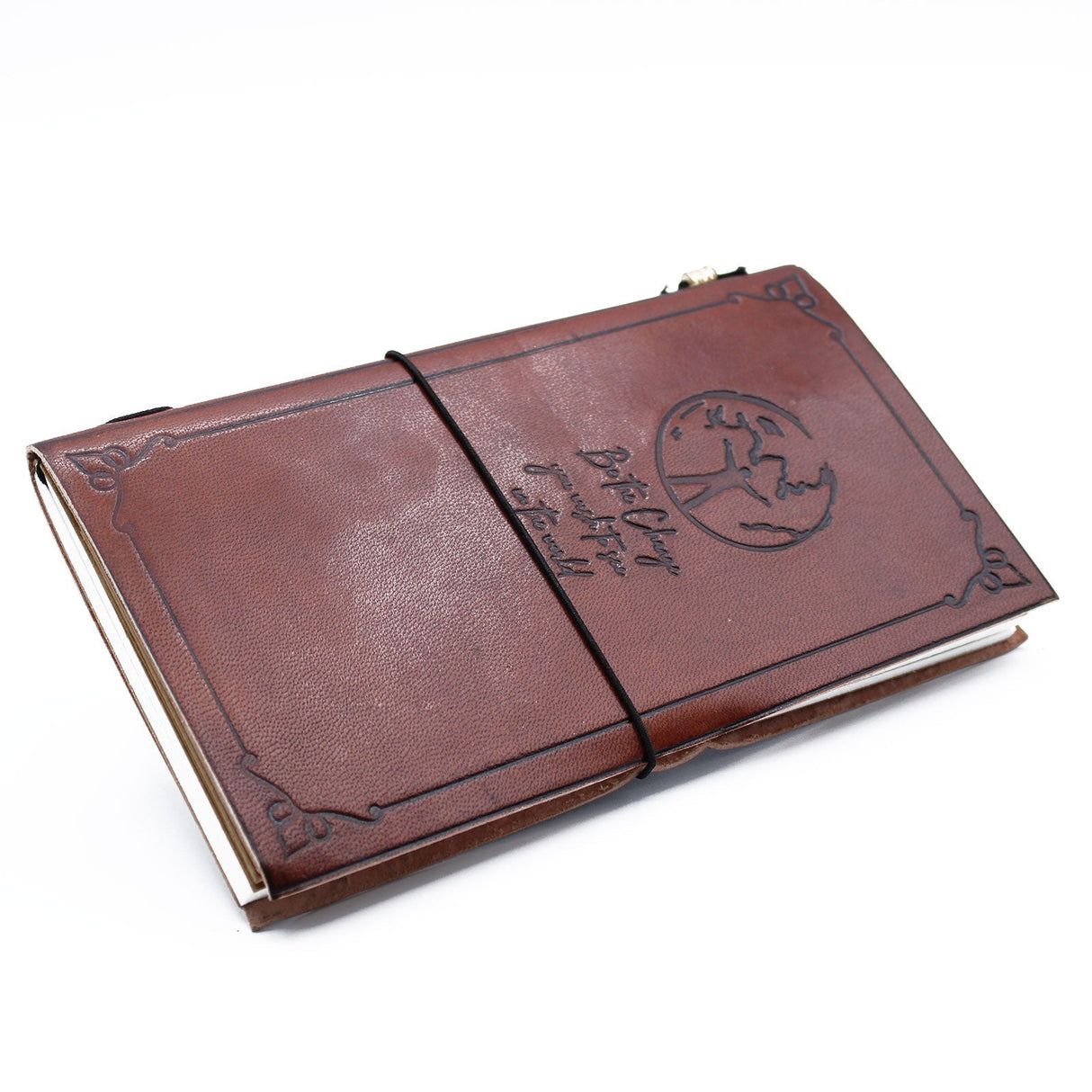 Handmade Leather Journal - Be the Change - Brown (80 pages) - SHAMTAM.COM