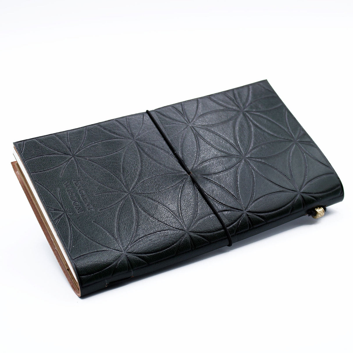 Handmade Leather Journal - Flower of Life - Green (80 pages) - SHAMTAM.COM