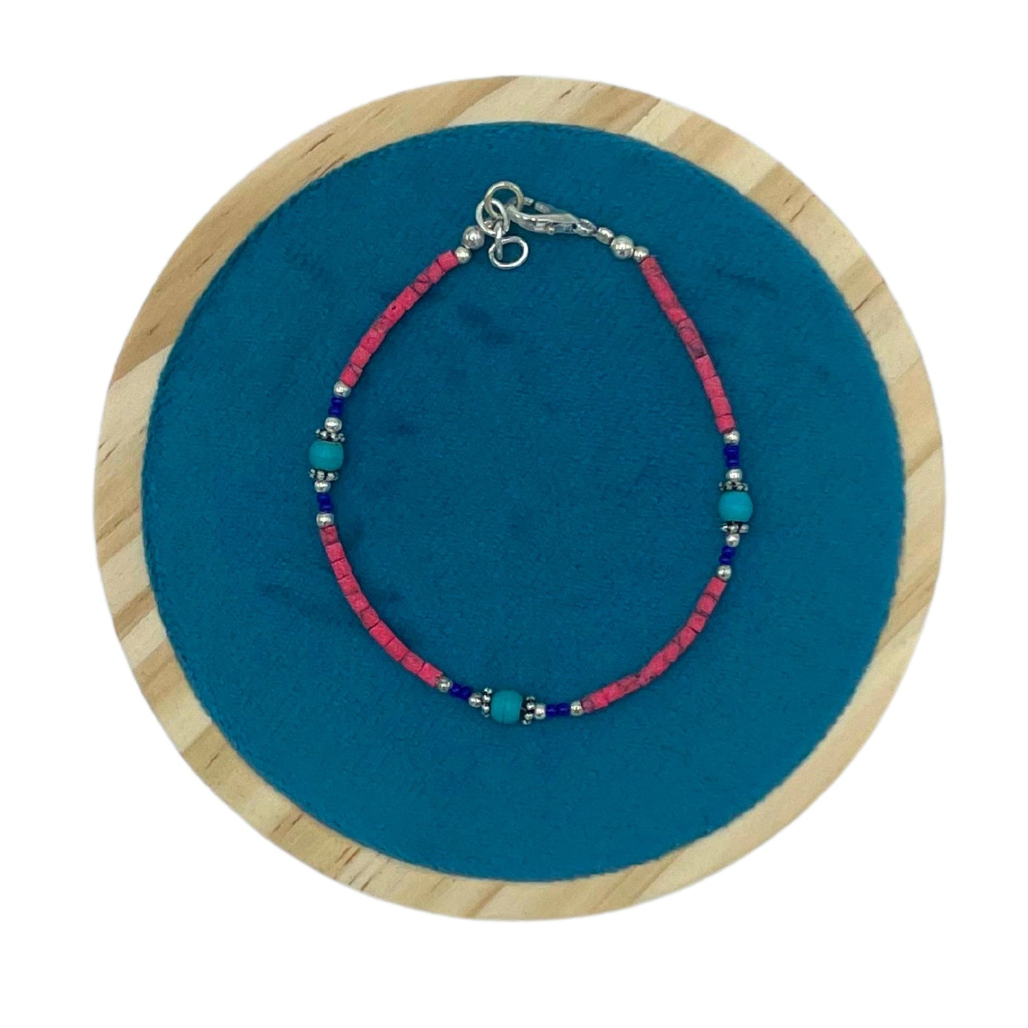 Handcrafted Nepalese Gem Bracelet with Pink Coral and Turquoise Beads - Exquisite Artistry and Vibrant Colors - SHAMTAM.COM