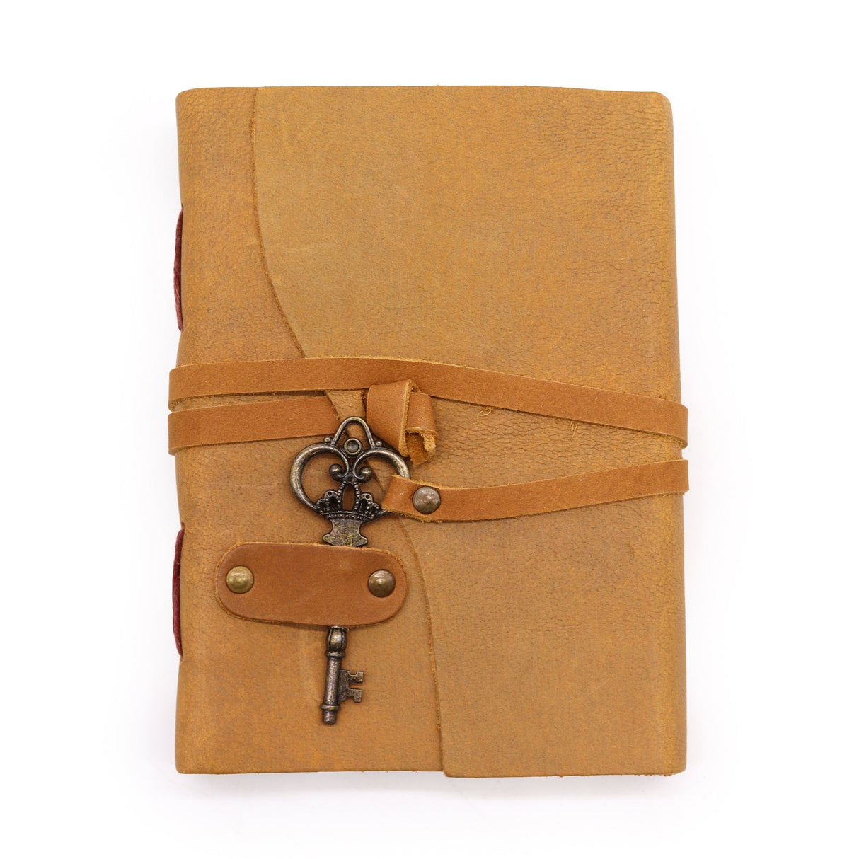 Handmade Notebook Oiled Tan Leather & Key - 200 pages - 13x18cm - SHAMTAM.COM