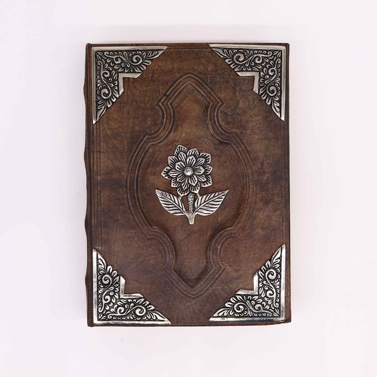 Handmade Notebook - Zinc Rose Decor - 200 Deckle Edges Pages - 26x18cm - SHAMTAM.COM