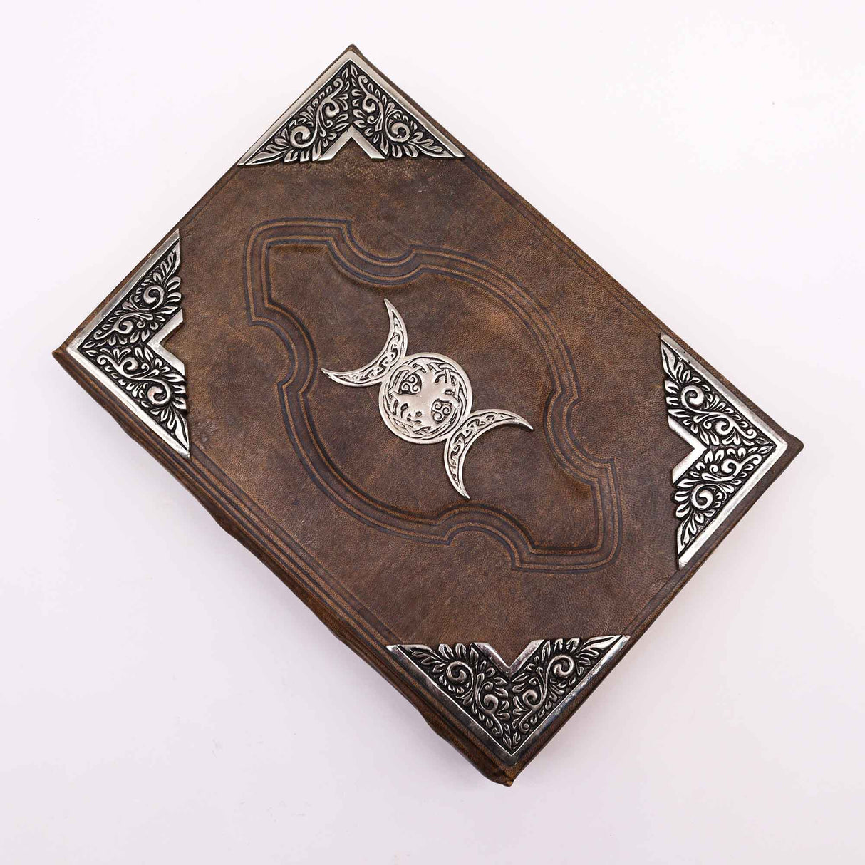 Handmade Notebook - Zinc Triple Moon Decor - 200 Deckle Edges Pages - 26x18cm - SHAMTAM.COM