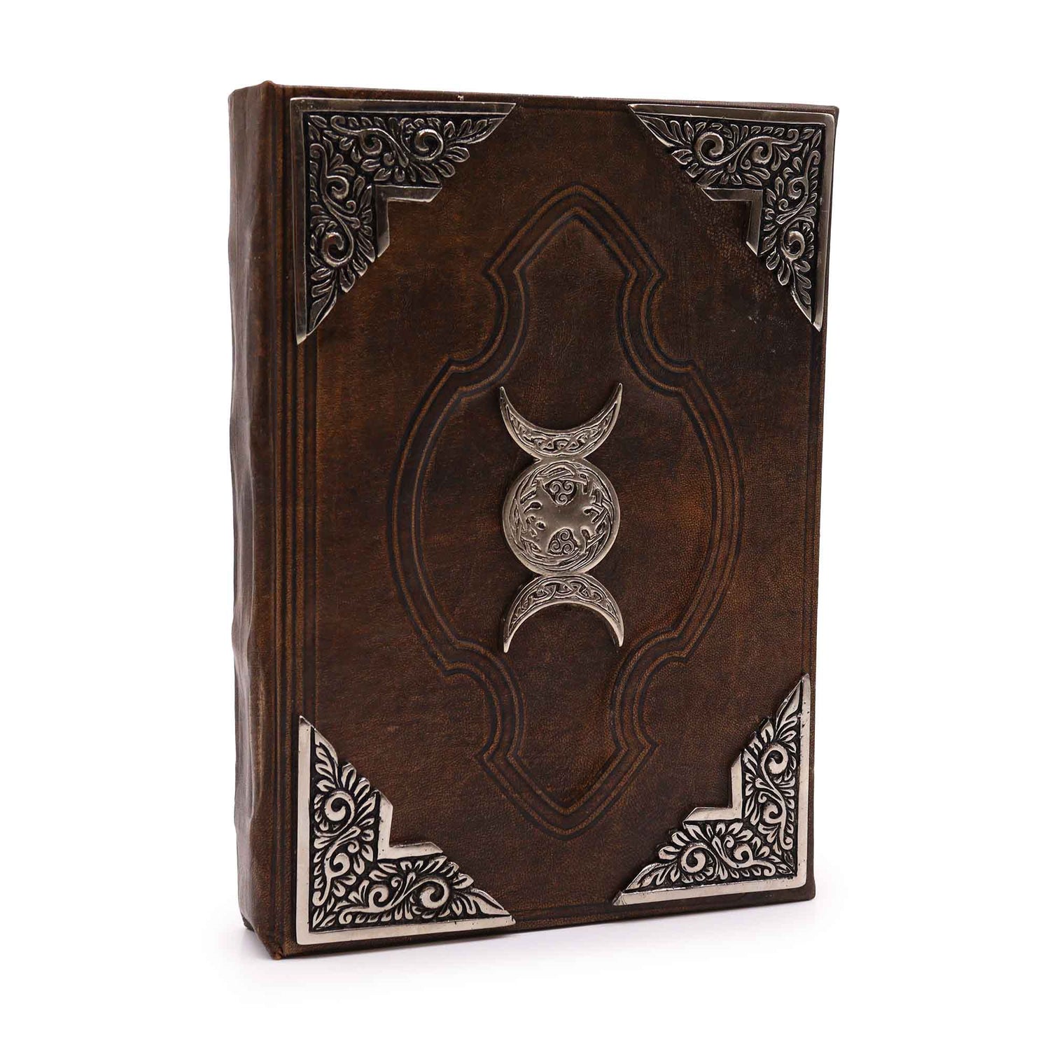 Handmade Notebook - Zinc Triple Moon Decor - 200 Deckle Edges Pages - 26x18cm - SHAMTAM.COM