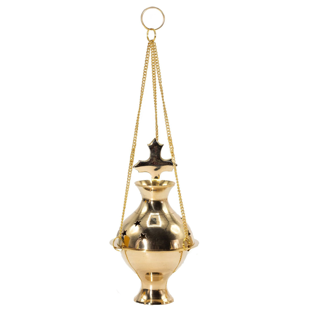 Hanging Brass Thurible Incense Burner with Cross - SHAMTAM.COM