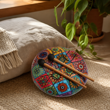 Happy Drum Multi Coloured - 17 × 13 cm — styled in a warm, naturally lit interior