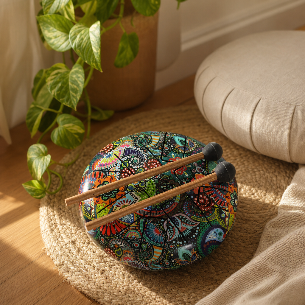 Happy Drum Muti Coloured OM - 18cm — styled in a warm, naturally lit interior
