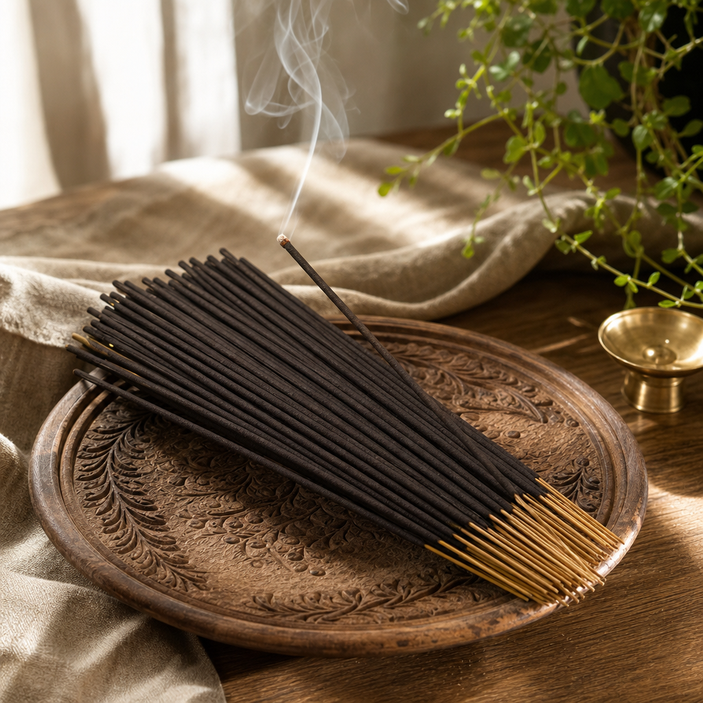 HEM Hexagonal Incense - Red Rose — styled in a warm, naturally lit interior