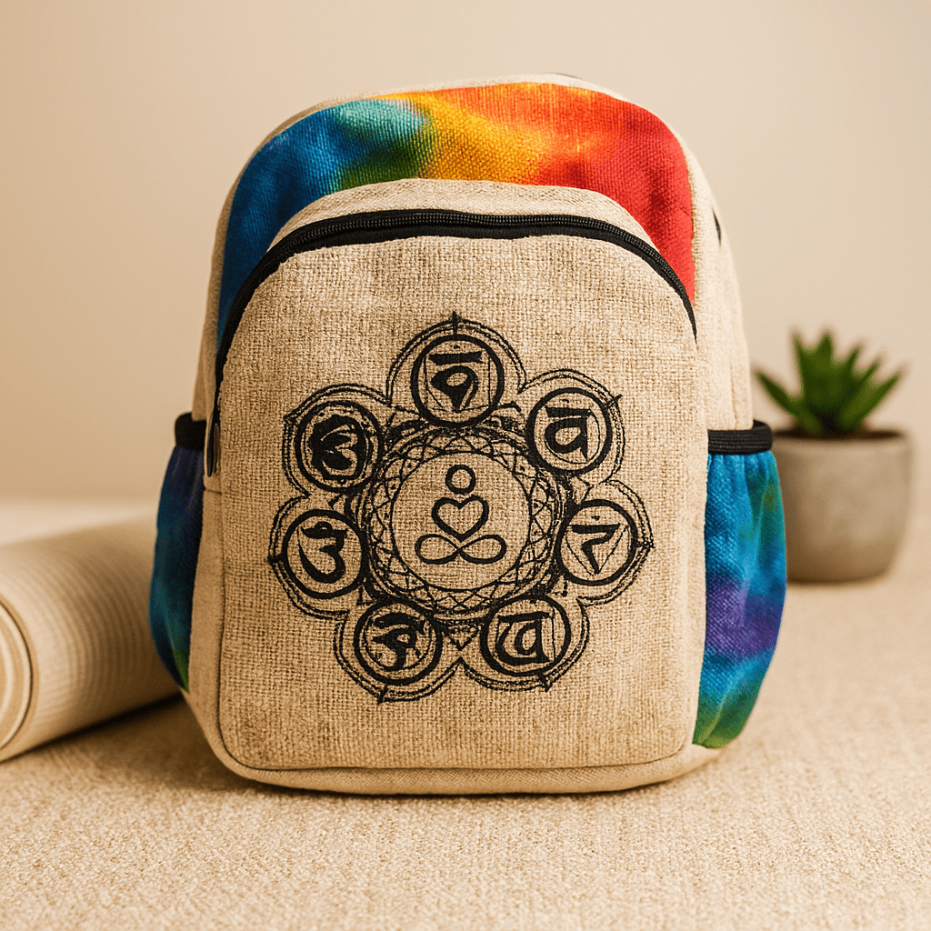 Hemp Backpack Tie Dye 7 Chakra Medium - SHAMTAM.COM