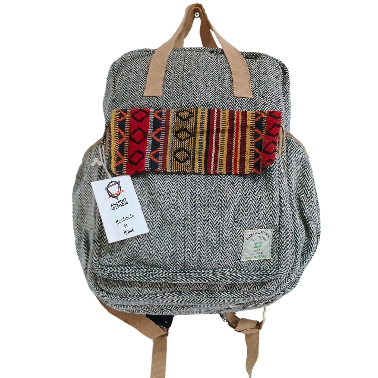 Eco - Friendly Hemp Adventure Backpack with Geometric Accents - Annapurna Collection - SHAMTAM.COM