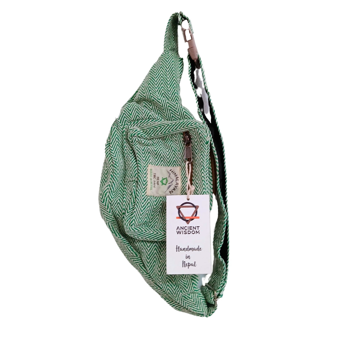 Eco - Friendly Cotton Hemp Fanny Pack - Sage Green, Handmade in Nepal by Himalayan Hemp - SHAMTAM.COM