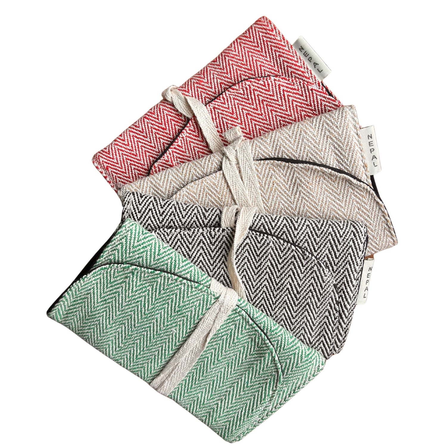 Handcrafted Herringbone Fabric Pouches