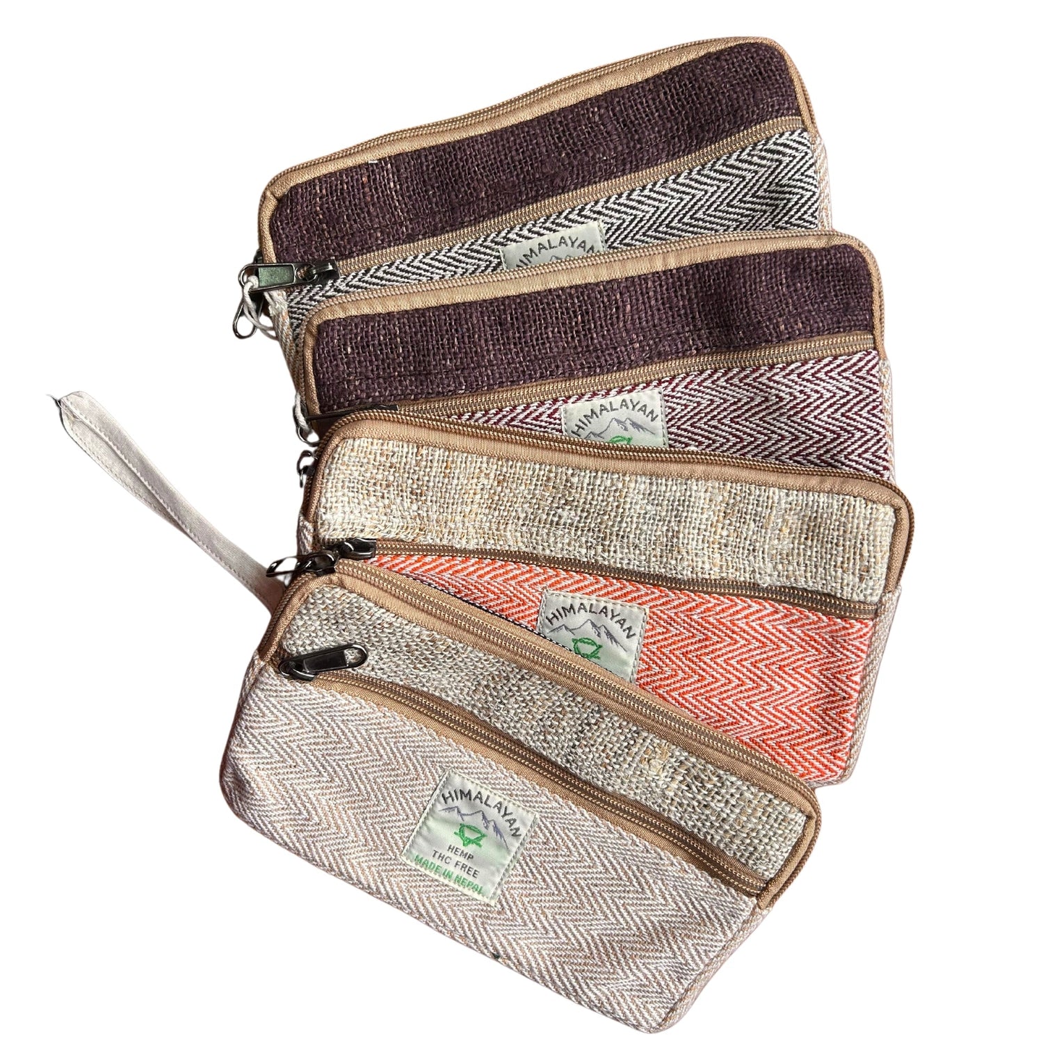 Himalaya Hemp Phone and Tobacco Zip Pouch - Assorted Designs with Wrist Strap for Cosmetics and Accessories - SHAMTAM.COM