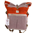 Handmade Hemp Trekking Rolling Backpack in Sunset Orange with Herringbone Pattern - Eco - Friendly and Artisanal Design from Nepal - SHAMTAM.COM