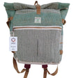 Eco - Friendly Hemp Trekking Roll - Top Backpack in Sage Green with Herringbone Pattern - Handmade in Nepal - SHAMTAM.COM
