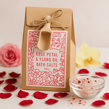 Himalayan Bath Salts 500g Ylang - Ylang Rose Petals - SHAMTAM.COM