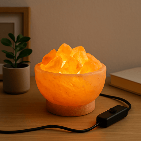 Himalayan Salt Lamp Fire Bowl With Chunks 15x9cm - SHAMTAM.COM