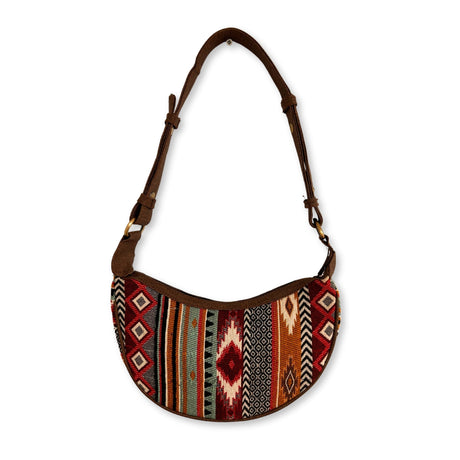 Jacquard Hobo Bag - Rich Browns (brown strap) - SHAMTAM.COM