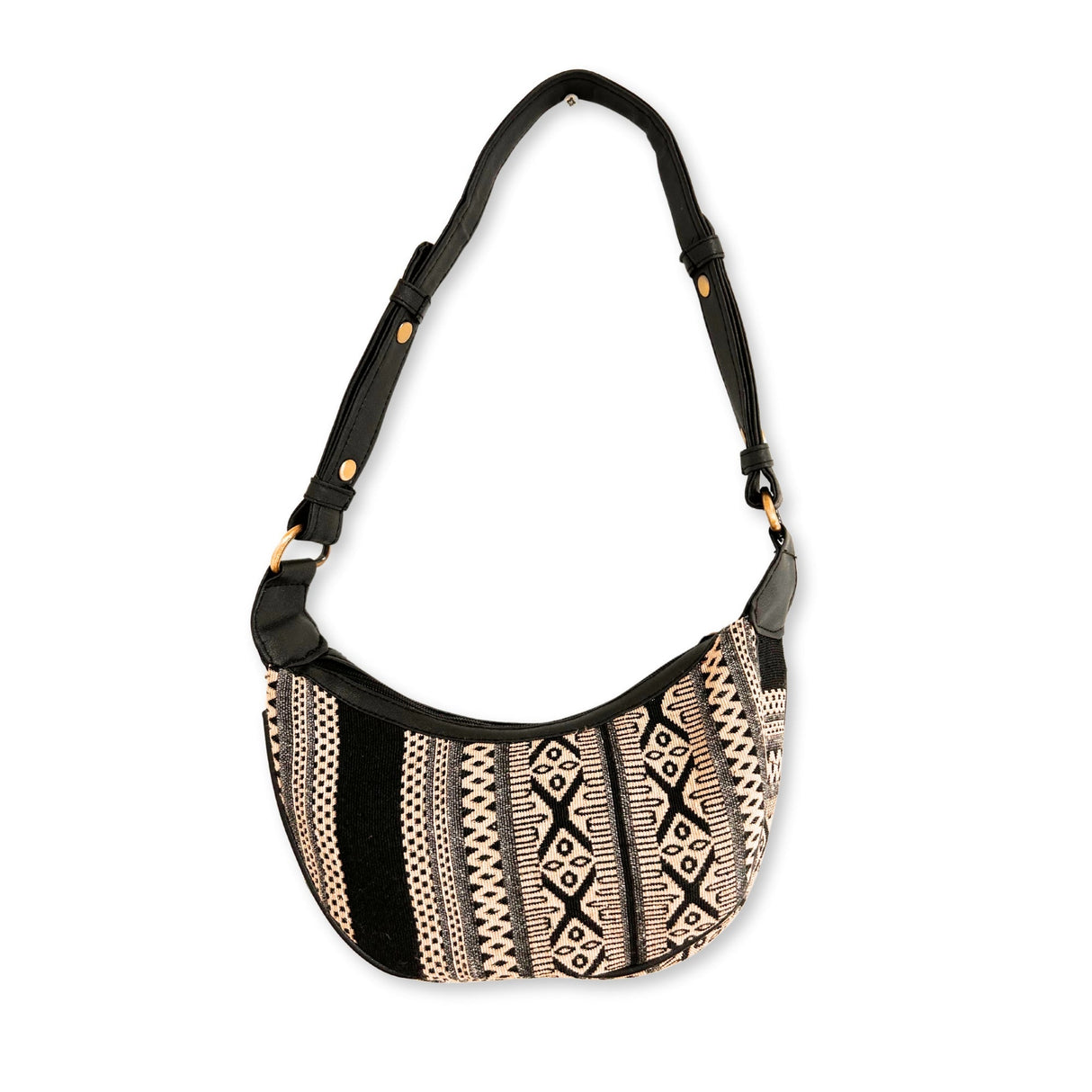 Jacquard Hobo Bag - Grey Metro (black strap) - SHAMTAM.COM