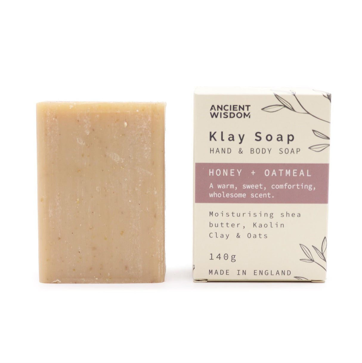 Natural Honey Oatmeal Hand & Body Soap with Kaolin Clay - Vegan, Made in UK, 140g - SHAMTAM.COM
