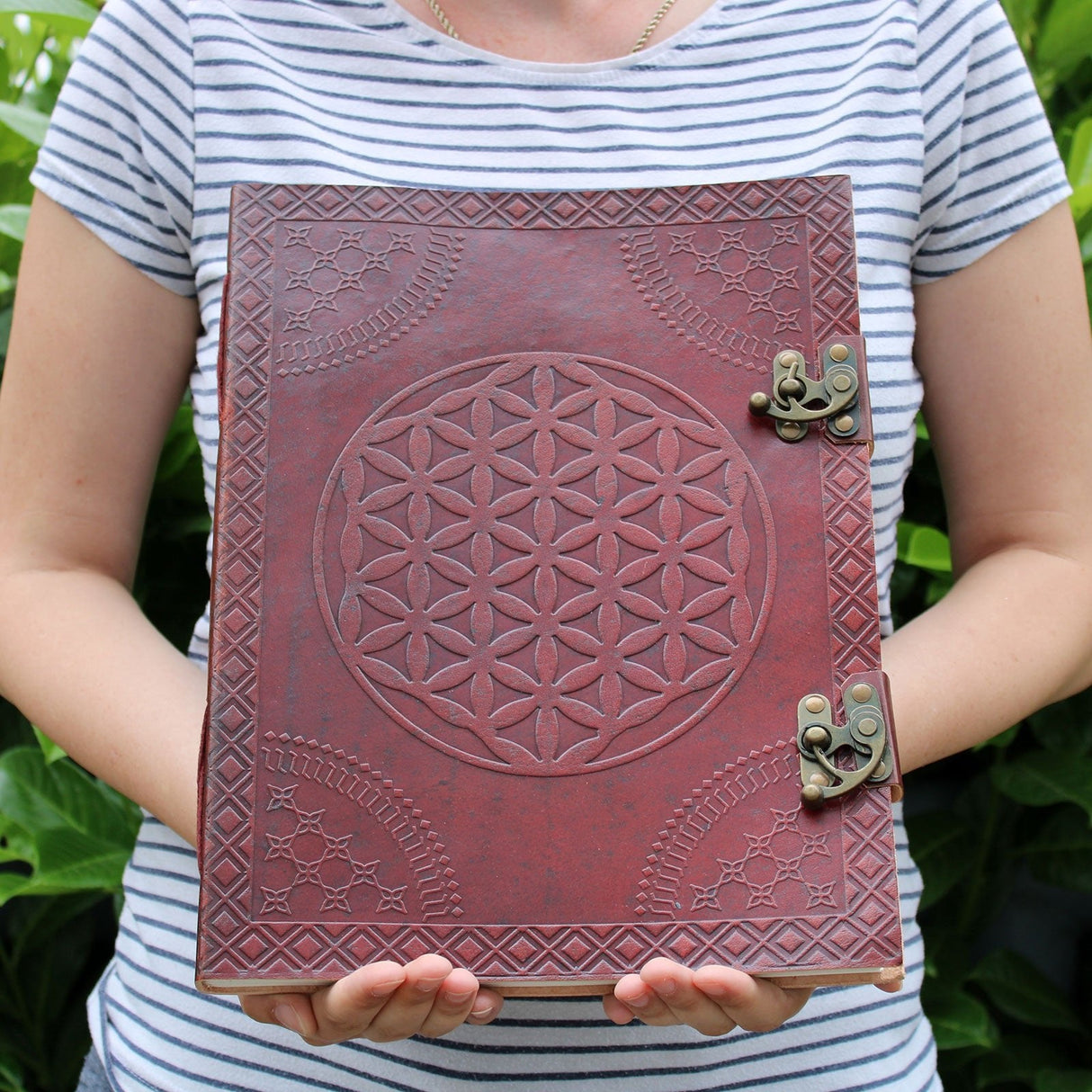 Huge Flower of Life Leather Notebook 10x13 (200 pages) - SHAMTAM.COM