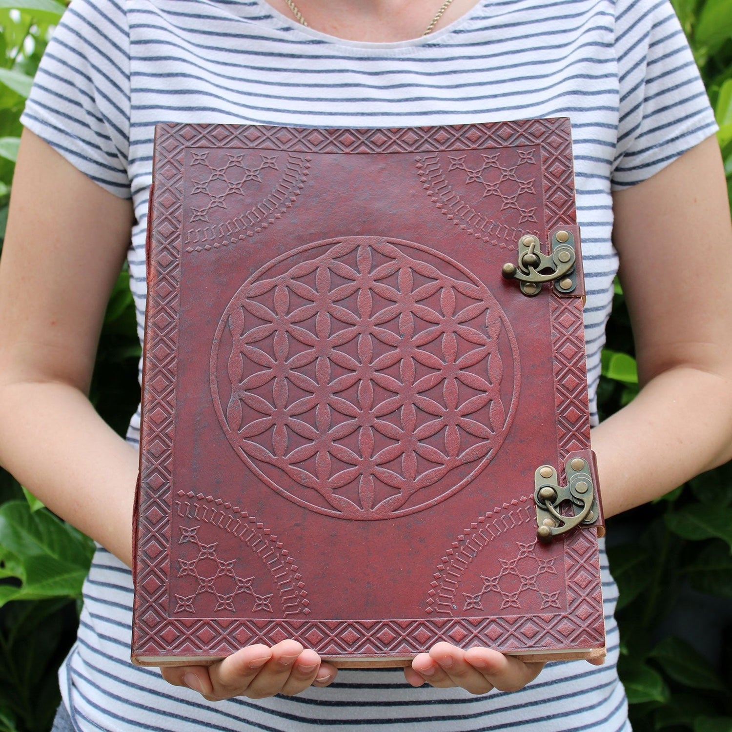 Huge Flower of Life Leather Notebook 10x13 (200 pages) - SHAMTAM.COM