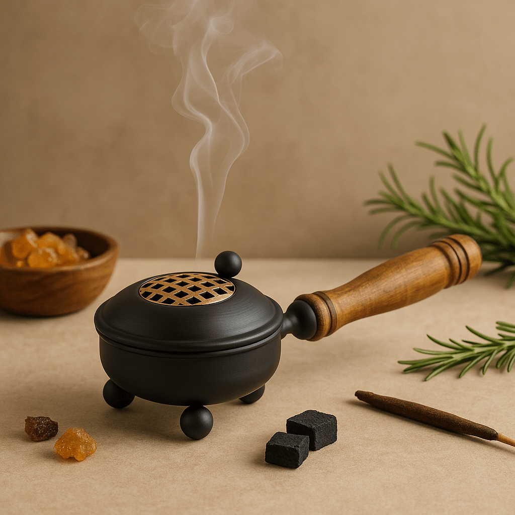 Incense Burner Censer Iron Medium Gold Detail - SHAMTAM.COM