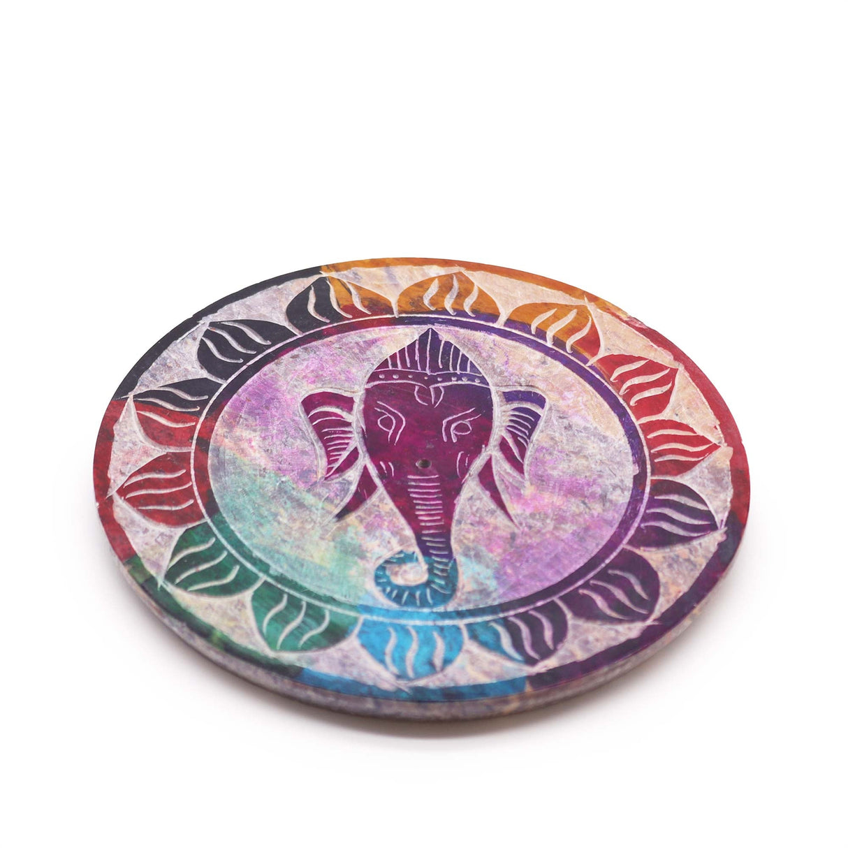 Elegant Ganesha Soapstone Incense Burner – Vibrant Spiritual Decor for Meditation & Relaxation - SHAMTAM.COM