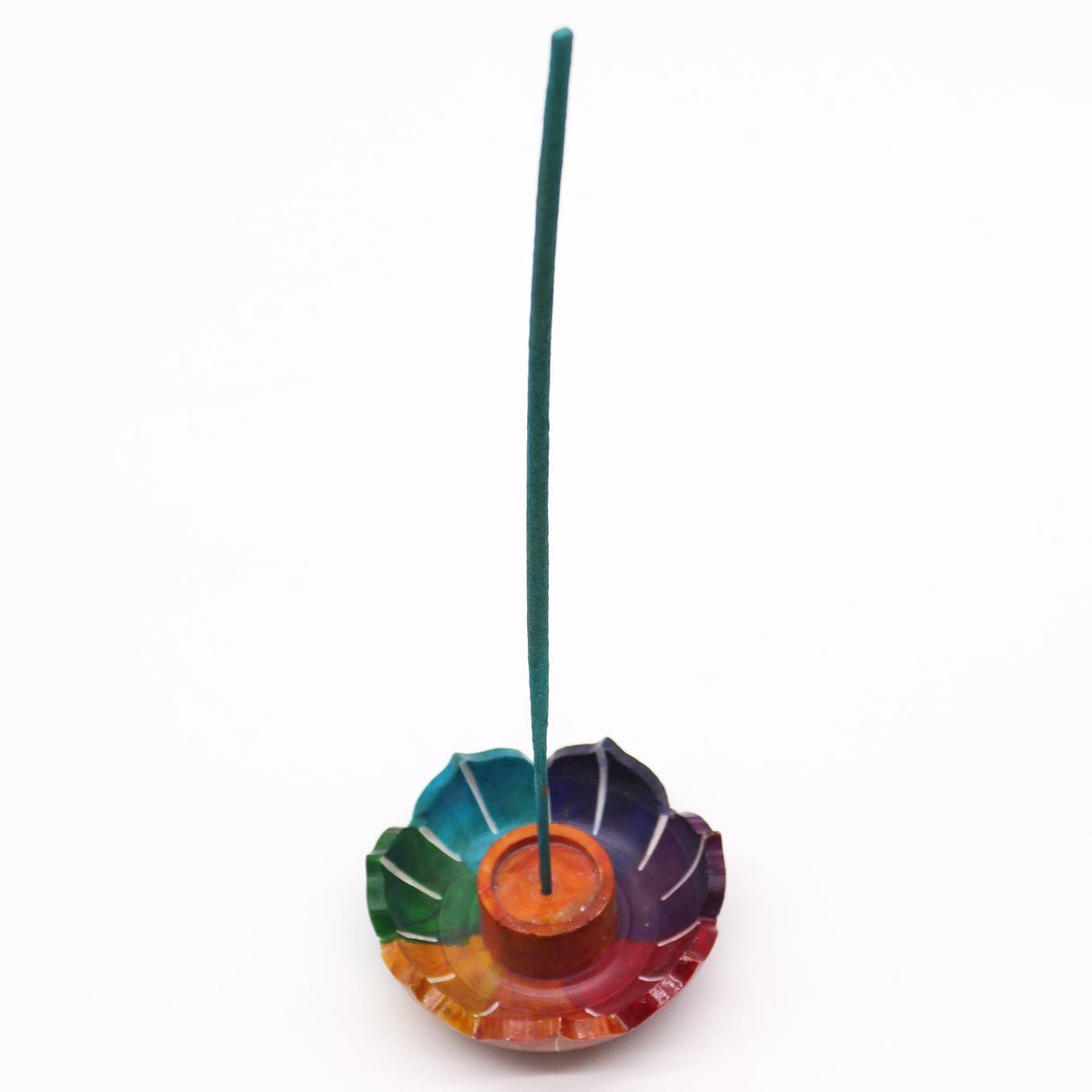 Vibrant Chakra Lotus Flower Soapstone Incense Burner – Enhance Spiritual Balance & Energy Alignment - SHAMTAM.COM