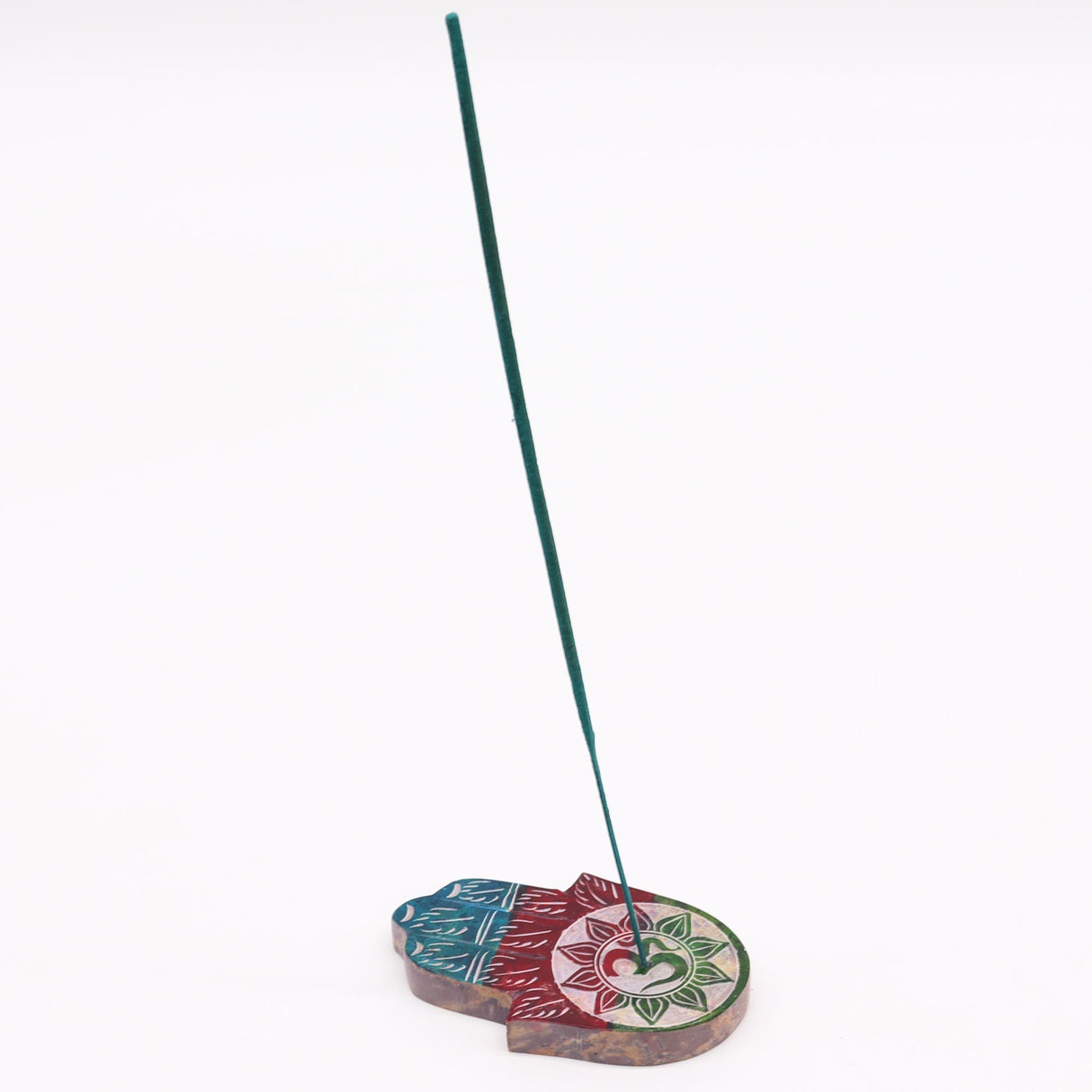 Soapstone Hamsa Incense Burner with OM Symbol for Spiritual Harmony and Protection - SHAMTAM.COM