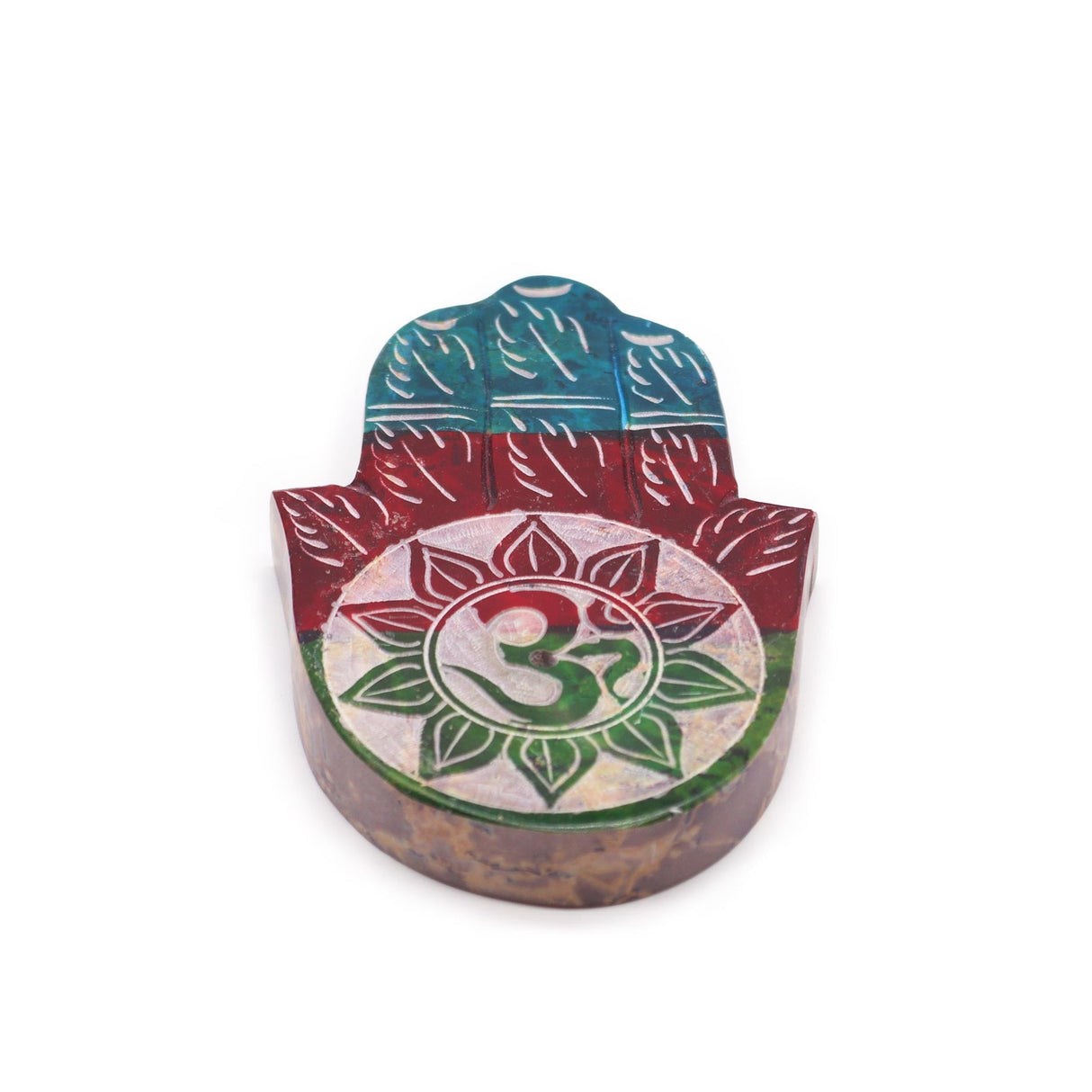 Soapstone Hamsa Incense Burner with OM Symbol for Spiritual Harmony and Protection - SHAMTAM.COM