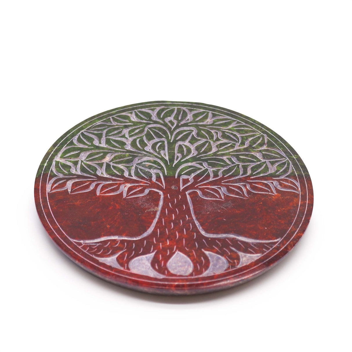 Handcrafted Soapstone Tree of Life Incense Burner – Natural Decorative Disc for Meditation & Relaxation - SHAMTAM.COM