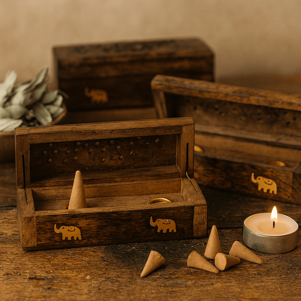 Incense Cone Burner Box 6 Inch Mango Wood - SHAMTAM.COM