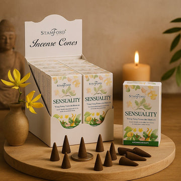Incense Cones Sensuality 15 Count with Holder Stamford - SHAMTAM.COM