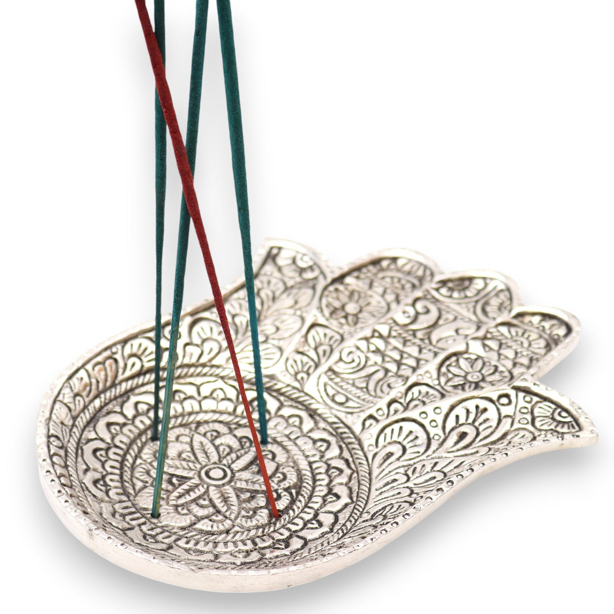 Polished Aluminium Lrg Hamsa Incense Holder - SHAMTAM.COM