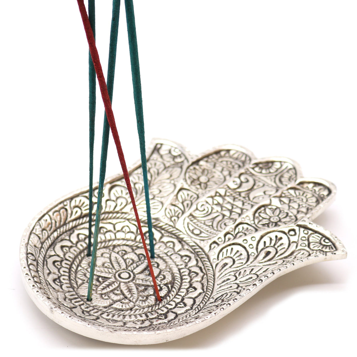 Polished Aluminium Lrg Hamsa Incense Holder - SHAMTAM.COM