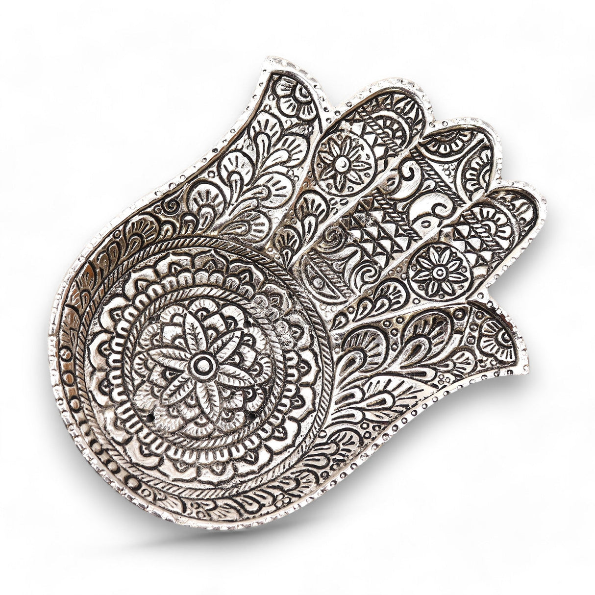 Polished Aluminium Lrg Hamsa Incense Holder - SHAMTAM.COM