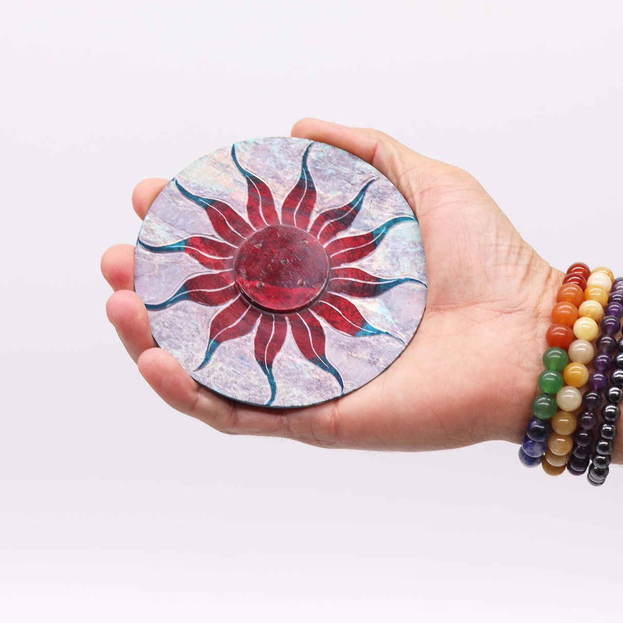 Vibrant Sun Flower Soapstone Incense Burner - 5 Stick Holder for Aromatic Ambiance - SHAMTAM.COM