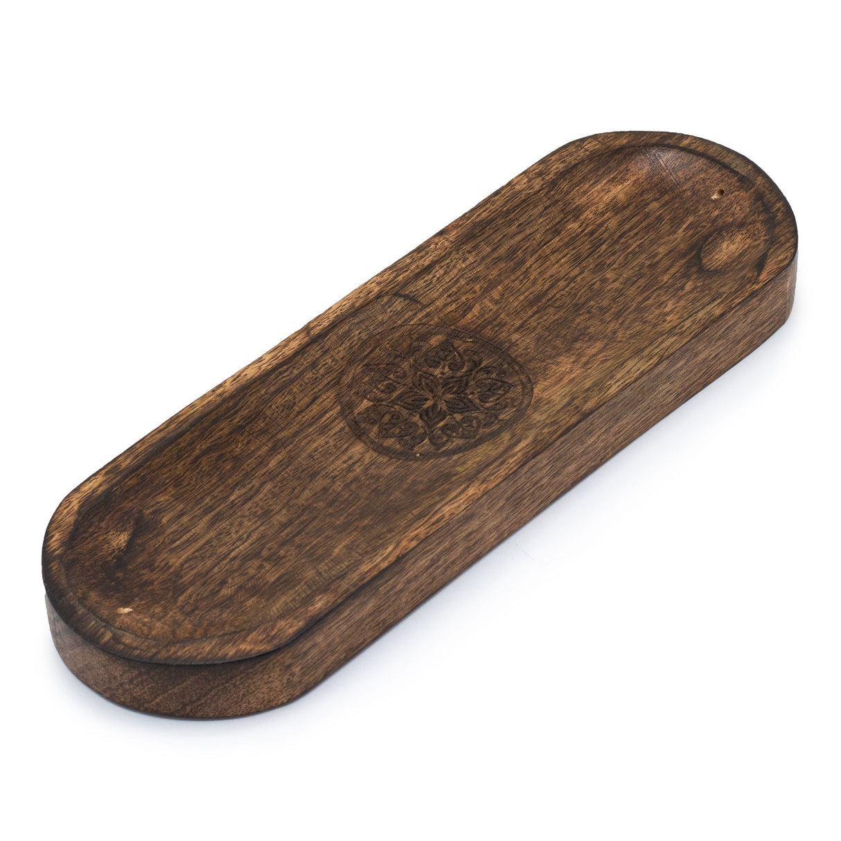 Elegant Wooden Mandala Incense Holder Tray - Large 30x10cm Oval Design with Polished Finish - SHAMTAM.COM